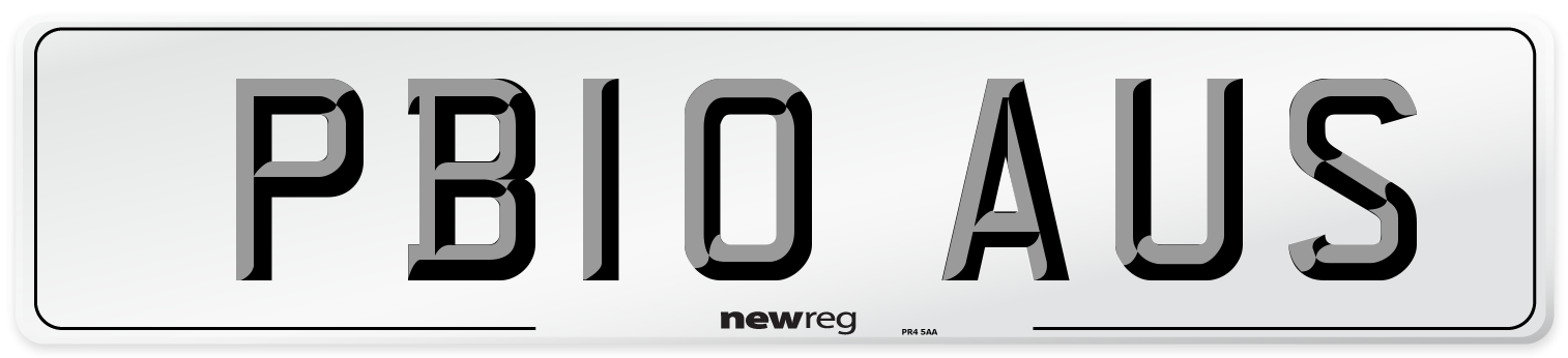 PB10 AUS Number Plate from New Reg
